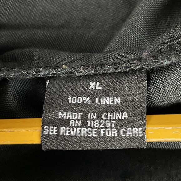 100% Linen Short Sleeve Button Up Shirt Men's XL Black Havana Summer Casual Cool - Picture 6 of 15